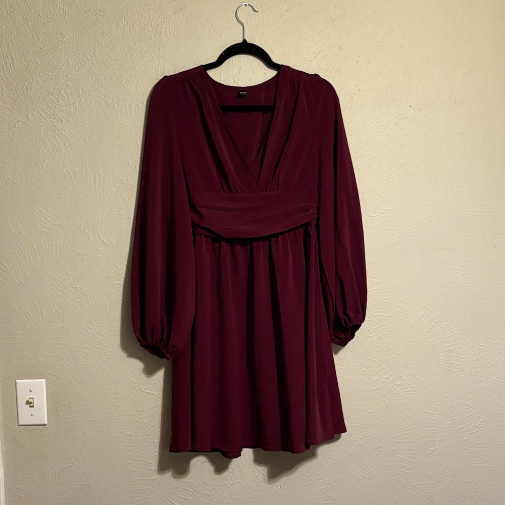 SHEIN Burgundy Long Sleeve Dress